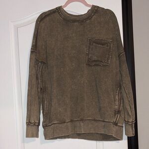 Zenana Outfitters Brown Sweatshirt with Pocket
